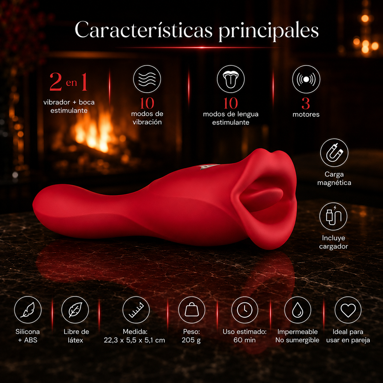 Kiss Me 2 Luxury Red Passion – El Estimulador de Doble Extremo con Triple Motor