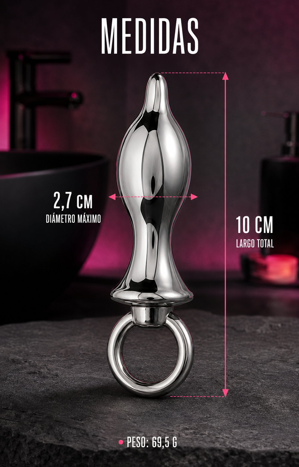 Plug anal metálico Hard Steel con aro