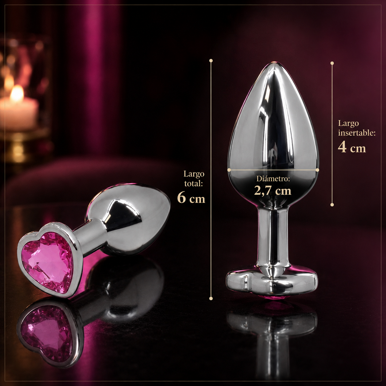 Plug metalico base corazon S