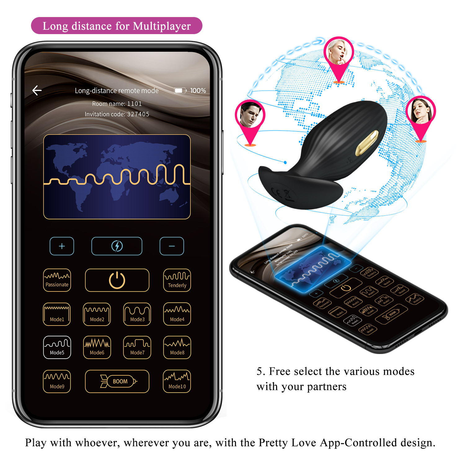 Jefferson plug con vibración y electro shock - CON APP USB