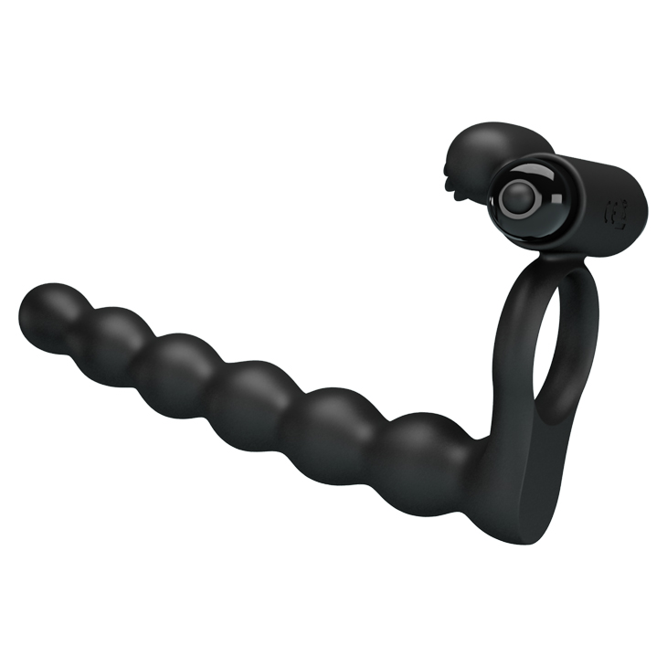 PRETTY LOVE Hercules anillo con vibrador para doble penetración - PILAS