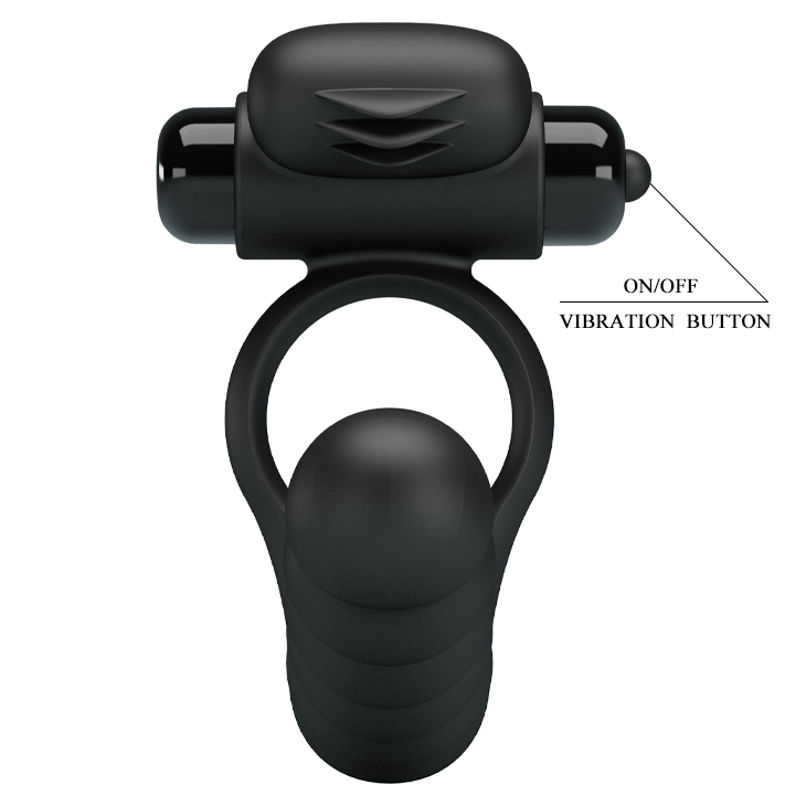 PRETTY LOVE Hercules anillo con vibrador para doble penetración - PILAS