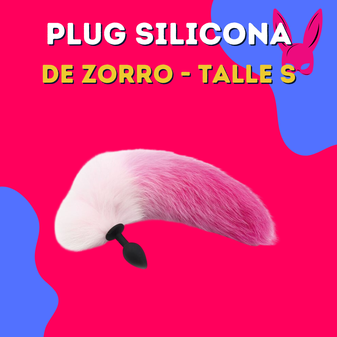 Plug silicona cola de zorro rosa M