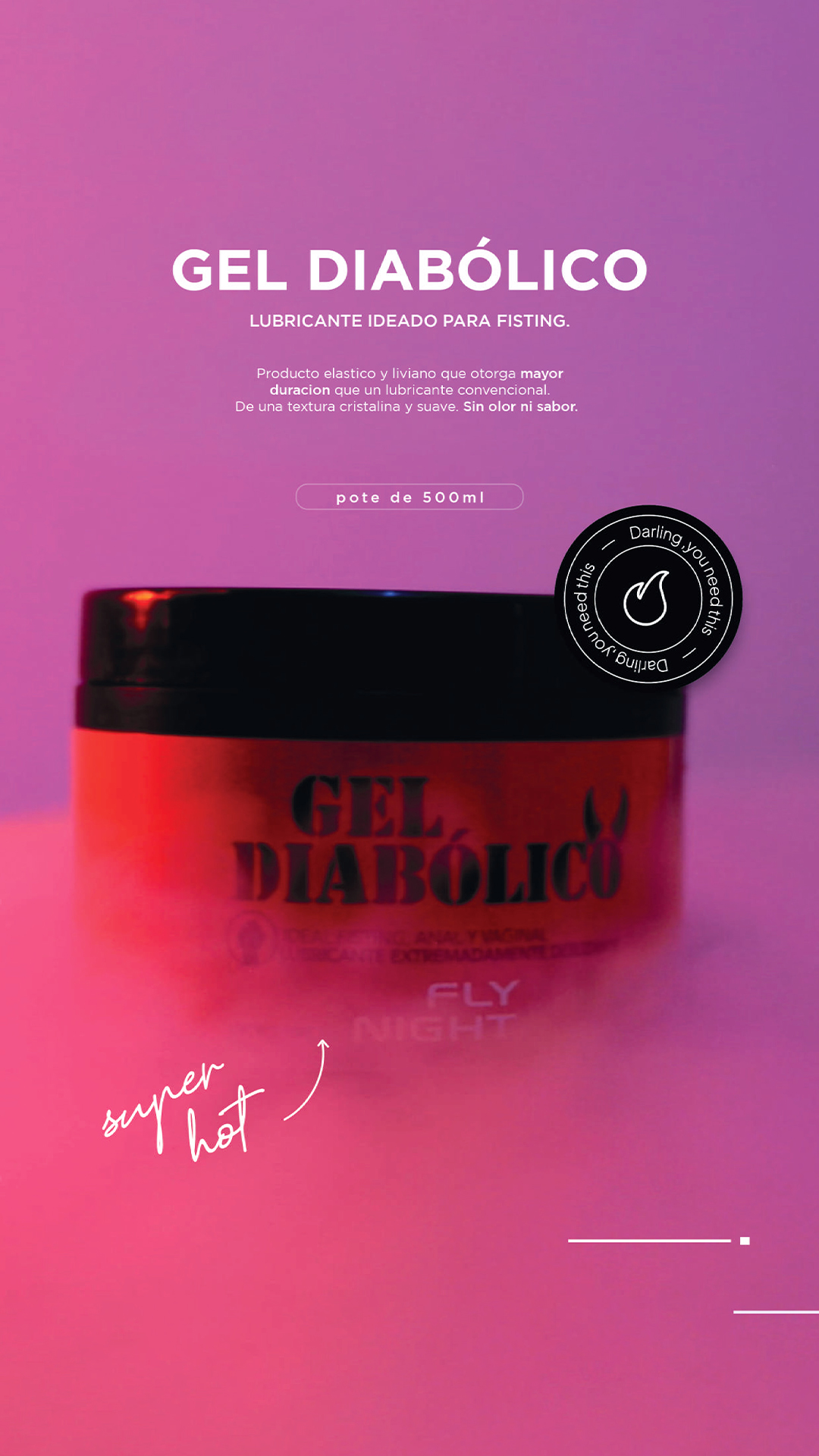 Gel Diabólico 500ml – Anal Ultra Deslizante Fly Night