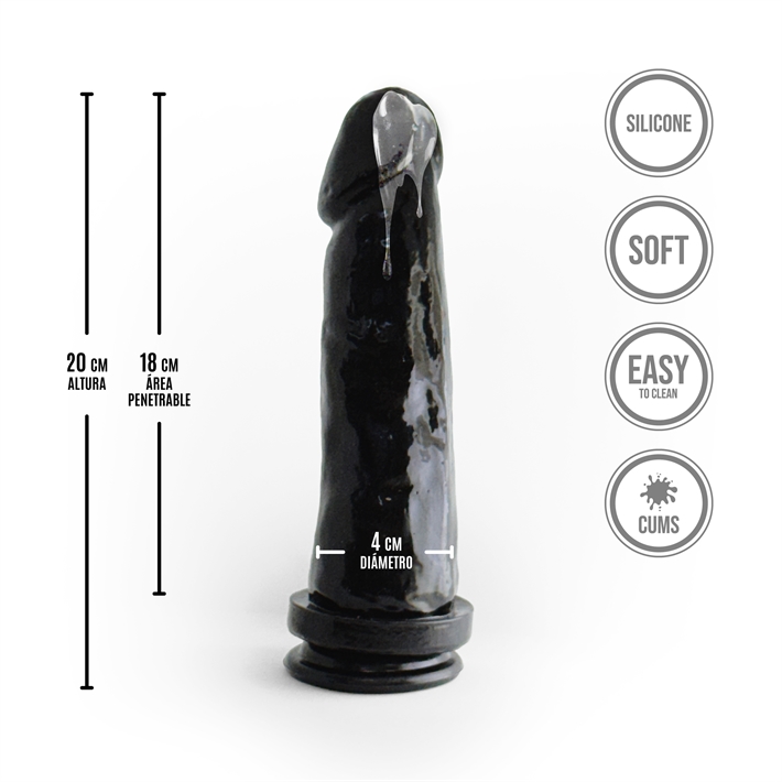 Dildo Realístico Negro con Carga de Líquido 16 cm ?