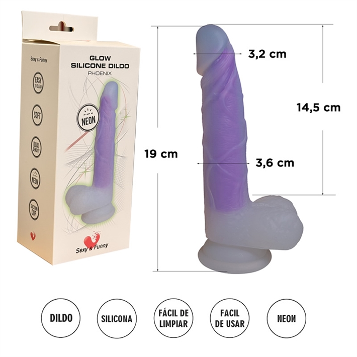 Dildo NeonGlow Phoenix con ventosa -