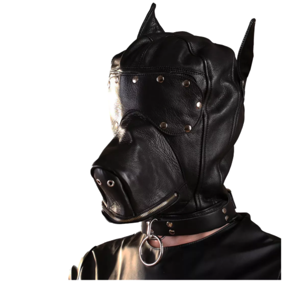 Máscara de perro de cuero