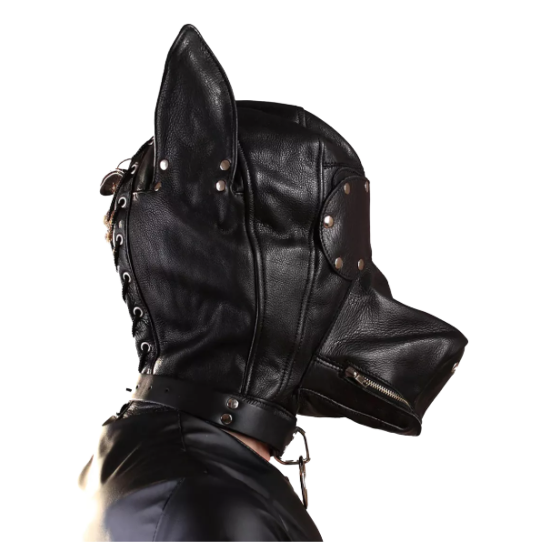 Máscara de perro de cuero