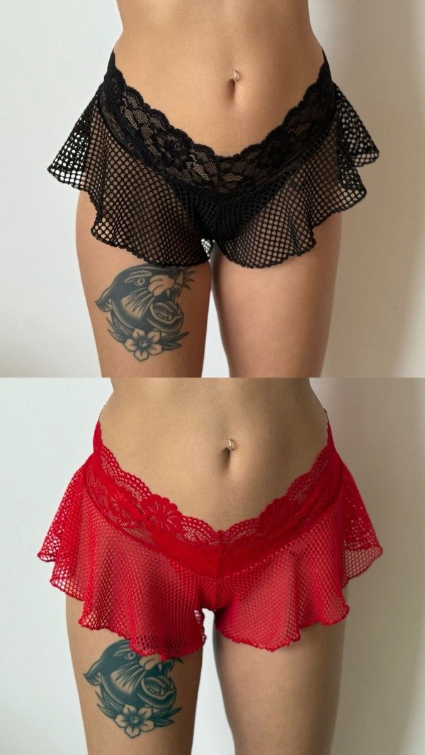 Short Pollerita de encaje y red
